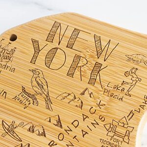 Totally Bamboo Destination New York State Shaped Serving and Cutting Board, Includes Hang Tie for Wall Display