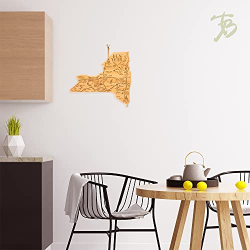 Totally Bamboo Destination New York State Shaped Serving and Cutting Board, Includes Hang Tie for Wall Display