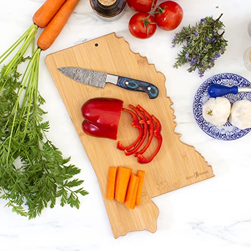 Totally Bamboo Destination Mississippi State Shaped Serving and Cutting Board, Includes Hang Tie for Wall Display