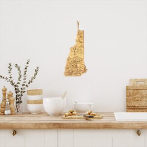 Totally Bamboo Destination New Hampshire State Shaped Serving and Cutting Board, Includes Hang Tie for Wall Display