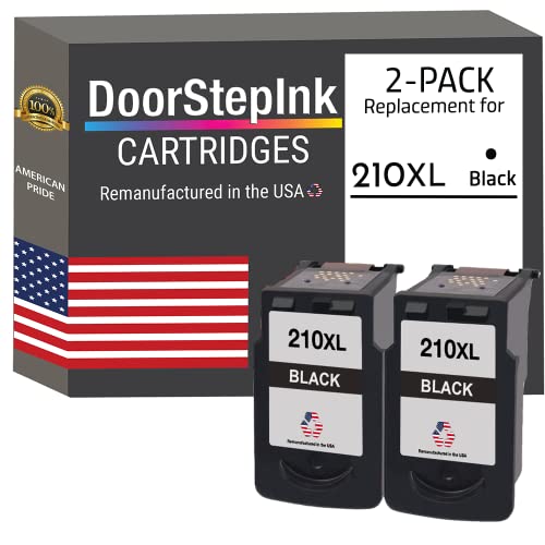 DoorStepInk Remanufactured in The USA Ink Cartridge Replacements for Canon PG-210XL 210 XL 2 Black for Canon Pixma MP230 MP280 MP499 MP240 MP480 MX350 MX320