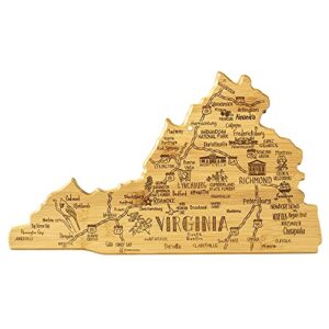 totally bamboo destination virginia state shaped serving and cutting board, includes hang tie for wall display