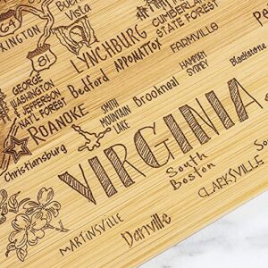 Totally Bamboo Destination Virginia State Shaped Serving and Cutting Board, Includes Hang Tie for Wall Display