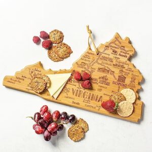 Totally Bamboo Destination Virginia State Shaped Serving and Cutting Board, Includes Hang Tie for Wall Display