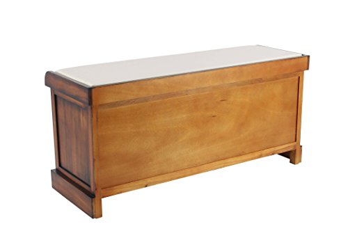 Deco 79 Wood Storage Bench with Upholstered Seat, 42" x 15" x 20", Brown