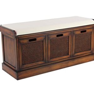 Deco 79 Wood Storage Bench with Upholstered Seat, 42" x 15" x 20", Brown