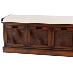 Deco 79 Wood Storage Bench with Upholstered Seat, 42" x 15" x 20", Brown