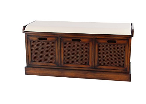 Deco 79 Wood Storage Bench with Upholstered Seat, 42" x 15" x 20", Brown