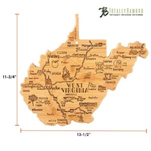 Totally Bamboo Destination West Virginia State Shaped Serving and Cutting Board, Includes Hang Tie for Wall Display