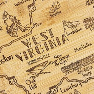 Totally Bamboo Destination West Virginia State Shaped Serving and Cutting Board, Includes Hang Tie for Wall Display