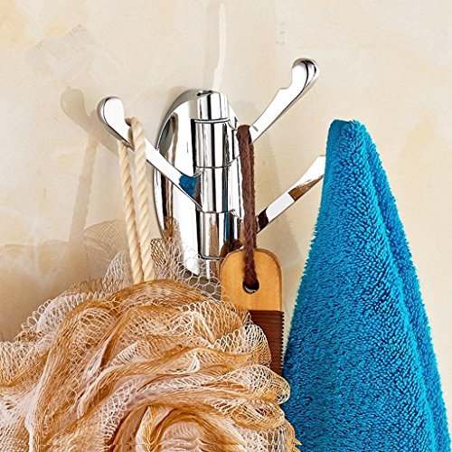 Stianess Steel Folding Swing Arm Triple with Multi Three Foldable Arms MOCOFO Swivel Hook Solid Metal Clothes Hanger for Bathroom Kitchen Garage Wall Mount Polished Chrome Heavy Duty Towel