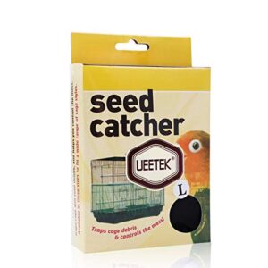 UEETEK Bird Cage Skirt, Cage Cover Catcher Birdcage Nylon Mesh Mesh Bird Seed Catcher Net Cage Cover Size L (Black)