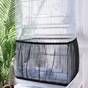 UEETEK Bird Cage Skirt, Cage Cover Catcher Birdcage Nylon Mesh Mesh Bird Seed Catcher Net Cage Cover Size L (Black)