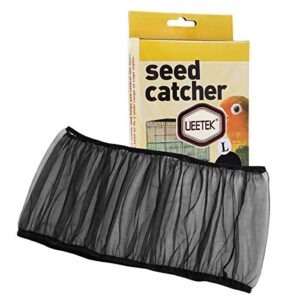 UEETEK Bird Cage Skirt Mesh Bird Seed Catcher Net Cage Cover Size M (Black)