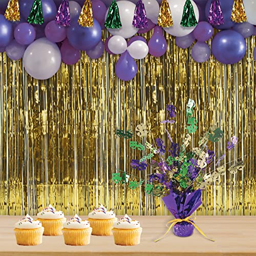 Beistle Mardi Gras Green Gold and Purple Metallic 3-D Gleam 'N Burst Centerpieces, 2 Piece, 15"