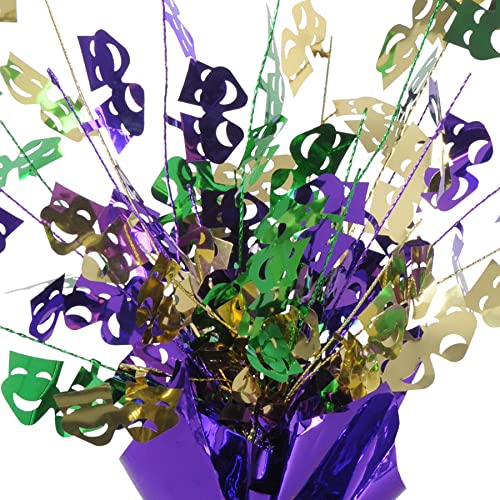 Beistle Mardi Gras Green Gold and Purple Metallic 3-D Gleam 'N Burst Centerpieces, 2 Piece, 15"