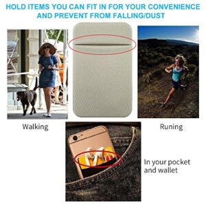 3Pack Cell Phone Card Holder Double Pocket for Back of Phone for ID/Credit Cards,Stick On Card Wallet Sticker Stretchy Lycra Fabric for iPhone,Android and Smartphones-Purple&Silver&Black…