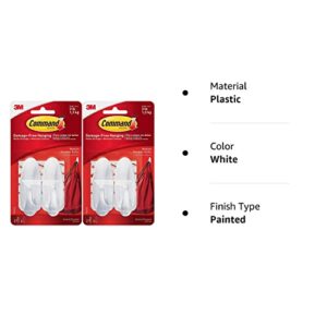 Command Plastic Designer Hooks BP1PTF, Medium, White, 4-Hooks