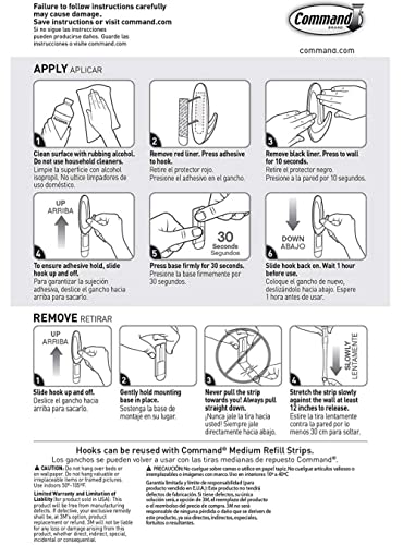 Command Plastic Designer Hooks BP1PTF, Medium, White, 4-Hooks