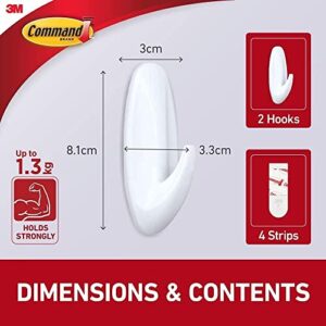 Command Plastic Designer Hooks BP1PTF, Medium, White, 4-Hooks