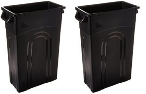 united solutions ti0032 highboy waste container in black, 23 gallon, slim fit wastebasket (2-pack)