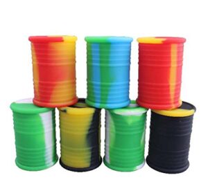 fwd 11ml non stick 5pack silicone drum barrel shape jar container and 1 stainless steel tool random color (10, 11ml)