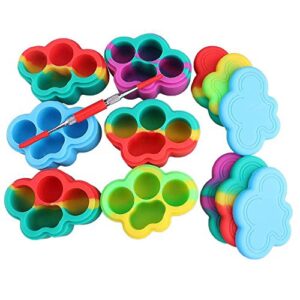 FWD Non Stick Silicone Cloud Shape Jar Container and 1 Stainless Steel Tool Random Colors (3 Pack) (5, 22ML)