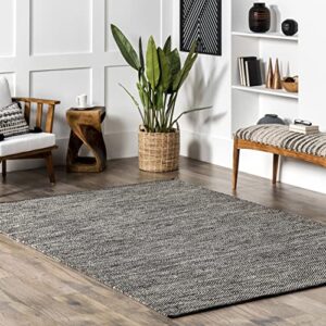 nuloom alessi solid farmhouse cotton area rug, 3' x 5', grey