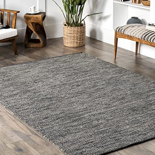 nuLOOM Alessi Solid Farmhouse Cotton Area Rug, 3' x 5', Grey