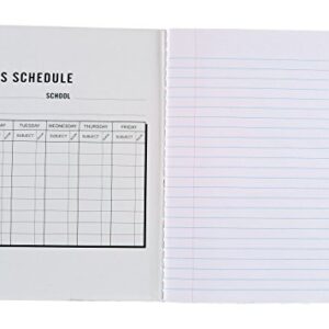 Pack of 6 - Composition Notebooks, 9-3/4" x 7-1/2", Wide Ruled, 100 Sheet (200 Pages), Color: Black Marble, Weekly Class Schedule and Multiplication/Conversion Tables on Covers. (6-Pack, Black)