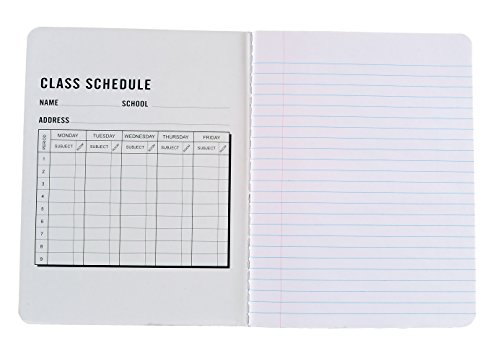 Pack of 6 - Composition Notebooks, 9-3/4" x 7-1/2", Wide Ruled, 100 Sheet (200 Pages), Color: Black Marble, Weekly Class Schedule and Multiplication/Conversion Tables on Covers. (6-Pack, Black)