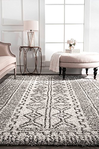 nuLOOM Hurley Tribal Shag Area Rug, 6' 7" x 9', Ivory