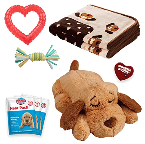 Original Snuggle Puppy Starter Kit with Snuggle Puppy Included. Starter Kit for Anxiety Relief and Calming Aid. Biscuit Coloured Puppy Included and Neutral Toy.