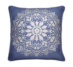 beautyrest indochine silver foil decorative pillow, 18" x 18", blue