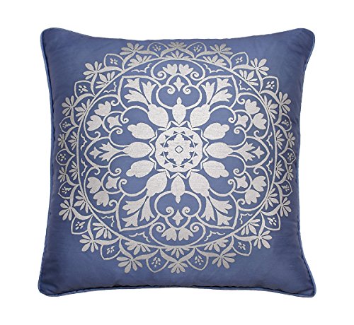 Beautyrest Indochine Silver Foil Decorative Pillow, 18" x 18", Blue