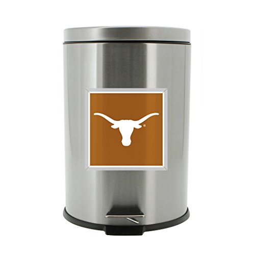 NCAA Texas At Austin Longhorns Stainless Steel Trash Bin with Foot Pedal, 20 Liter