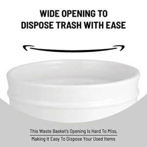 Popular Bath Waste Basket, Isabella Collection, White/Chrome
