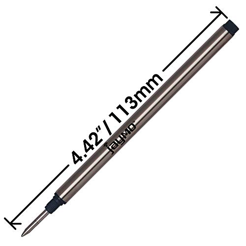 Jaymo - 2 Black - Rollerball Pen Refill - Replacement for Montblanc 105158-4.44 in / 113 mm Long