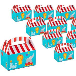 blue panda treat boxes - 24-pack paper party favor boxes, circus carnival design goodie boxes for birthdays and events, 2 dozen party gable boxes, 6 x 3.3 x 3.6 inches