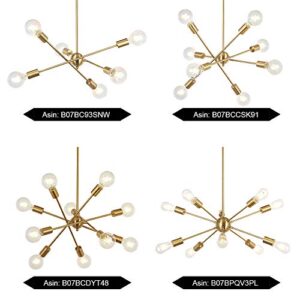 BONLICHT Modern Sputnik Chandelier Lighting 6 Lights Brushed Brass Chandelier Mid Century Pendant Lighting Gold Ceiling Light Fixture for Hallway Bar Kitchen Dining Room