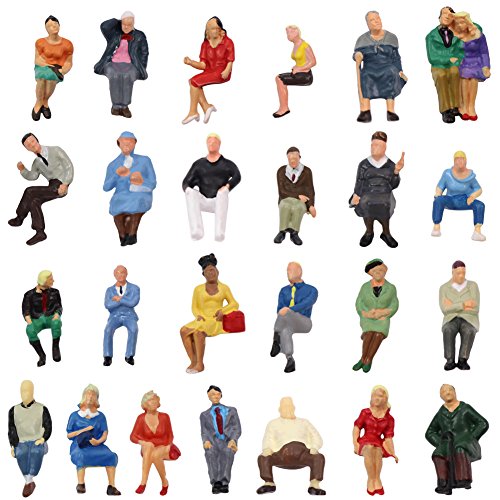 P4806 25 pcs All Seated Figures O Gauge 1:50 Scale Painted People 2.59-3.28cm or 1.02''-1.29'' Model Railway New