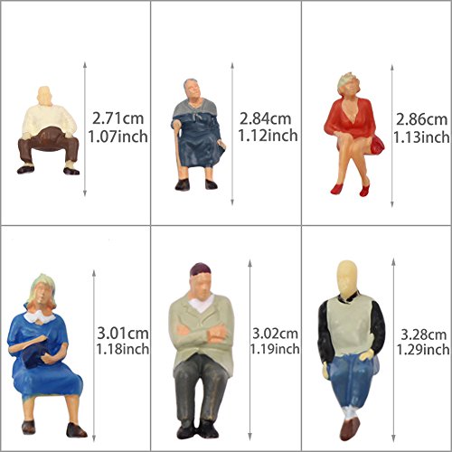 P4806 25 pcs All Seated Figures O Gauge 1:50 Scale Painted People 2.59-3.28cm or 1.02''-1.29'' Model Railway New