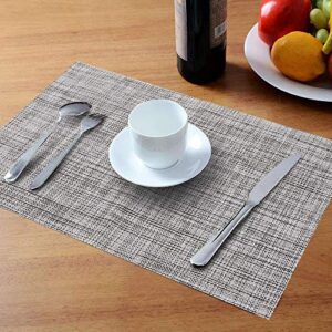 homEdge PVC Placemat, 4 PCS of Non-Slip Place Mats, Washable Vinyl Placemats, Set of 4 – Gray