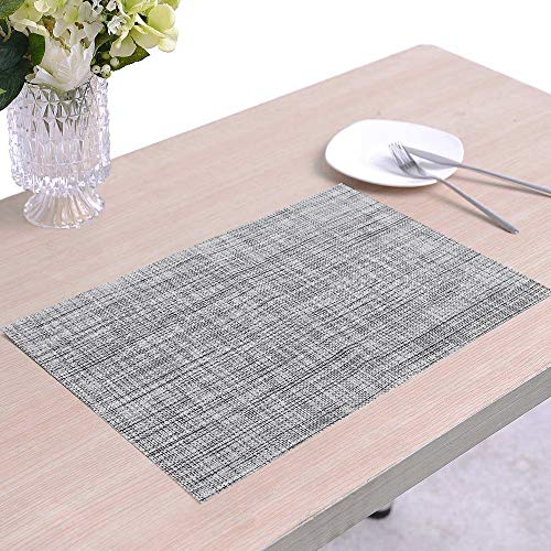 homEdge PVC Placemat, 4 PCS of Non-Slip Place Mats, Washable Vinyl Placemats, Set of 4 – Gray