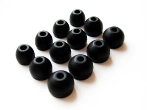 12pcs: 4s / 4m / 4l (sml-bhb) black replacement earbuds adapters ear tips compatible with fitbit flyer wireless earphones / headphones