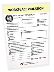 office workplace violation notice, funny workplace violation sticky note pad, 4 x 6-inches, 50 sheets