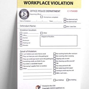 Office Workplace Violation Notice, Funny Workplace Violation Sticky Note pad, 4 x 6-inches, 50 Sheets
