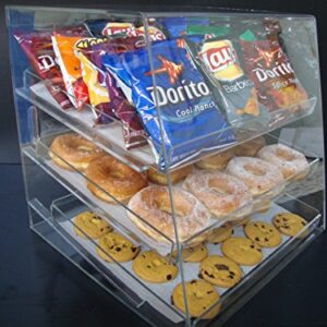 Displays2buy Acrylic Pastry Bakery Donut Bagels Cookie Display Case w/3 trays