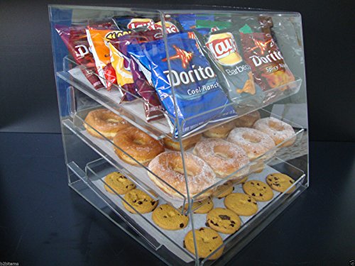 Displays2buy Acrylic Pastry Bakery Donut Bagels Cookie Display Case w/3 trays