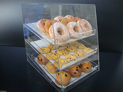 Displays2buy Acrylic Pastry Bakery Donut Bagels Cookie Display Case w/3 trays